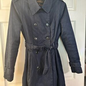 Ben Sherman Women's Classic Navy Quilted Trench Coat